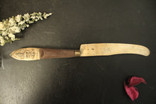 Load image into Gallery viewer, Vintage Handcrafted Brass &amp; Wood Letter Opener / Butter Knife with Embossed Design - Style It by Hanika
