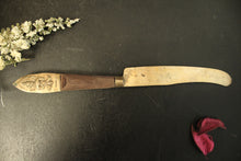 Load image into Gallery viewer, Vintage Handcrafted Brass &amp; Wood Letter Opener / Butter Knife with Embossed Design - Style It by Hanika

