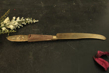 Load image into Gallery viewer, Vintage Handcrafted Brass &amp; Wood Letter Opener / Butter Knife with Embossed Design - Style It by Hanika
