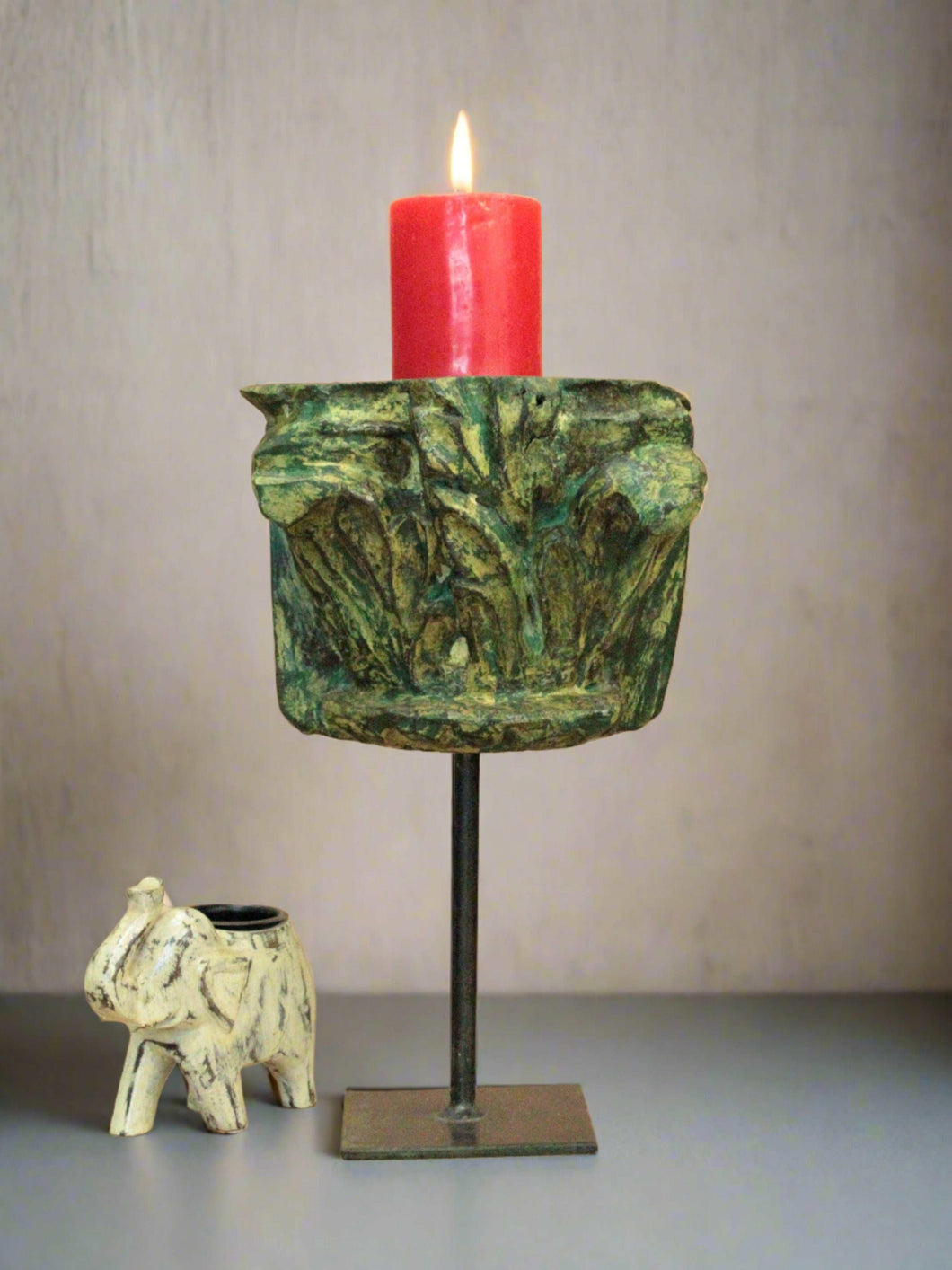 Vintage Wooden Hand Carved Candle Holder Stand - Style It by Hanika