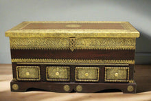 Load image into Gallery viewer, Vintage Wooden Trunk with Brass Fittings - A Sturdy and Stylish Storage Solution - Style It by Hanika
