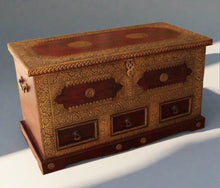 Load image into Gallery viewer, Vintage Wooden Trunk with Brass Fittings - A Sturdy and Stylish Storage Solution - Style It by Hanika
