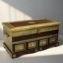 Load image into Gallery viewer, Vintage Wooden Trunk with Brass Fittings - A Sturdy and Stylish Storage Solution - Style It by Hanika
