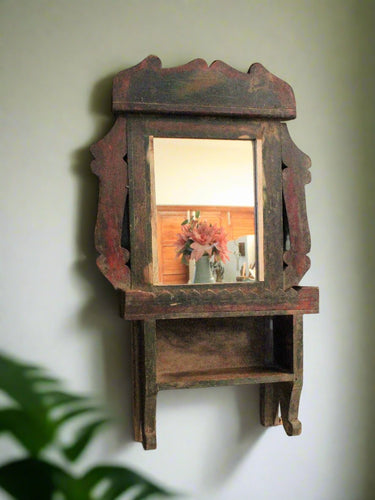 Vintage Wooden Wall Mount Dressing Mirror - Style It by Hanika