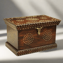 Load image into Gallery viewer, Wooden Trunk with Brass Nailwork - Vintage Charm and Versatile Storage - Style It by Hanika
