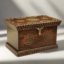 Load image into Gallery viewer, Wooden Trunk with Brass Nailwork - Vintage Charm and Versatile Storage - Style It by Hanika
