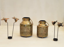 Load image into Gallery viewer, Antique Gold Finish Bird Pot Tea Light Holders (Set of 2) - Style It by Hanika
