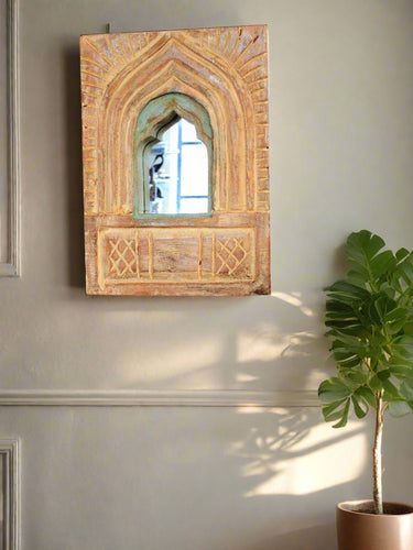 Antique Inspired Handcrafted Wooden Rustic Jharokha - Style It by Hanika