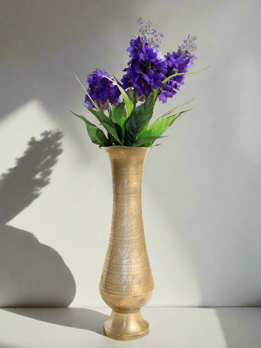 Beautiful Vintage Brass Hand Carved Vase - Style It by Hanika