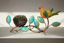 Load image into Gallery viewer, Bird On Branch Metal Sculpture with Glass Candle Holder - Style It by Hanika
