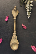 Load image into Gallery viewer, Brass Pooja Spoon: Vintage Naag Finial Design(Size-8&quot;) - Style It by Hanika
