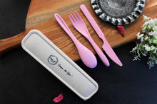 Load image into Gallery viewer, Eco-Friendly Wheat Straw + Food Grade PP Fiber Cutlery Set In Travel Box 8.5&quot; - Style It by Hanika
