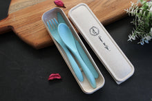 Load image into Gallery viewer, Eco-Friendly Wheat Straw + Food Grade PP Fiber Cutlery Set In Travel Box 8.5&quot; - Style It by Hanika
