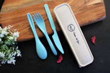 Load image into Gallery viewer, Eco-Friendly Wheat Straw + Food Grade PP Fiber Cutlery Set In Travel Box 8.5&quot; - Style It by Hanika
