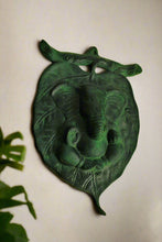 Load image into Gallery viewer, Ganesh on Leaf | Aluminium Pan Patta Ganpati for Wall Décor Size 22.5 x 3 x 32.5 cm - Style It by Hanika
