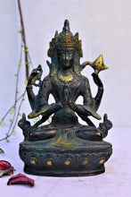 Load image into Gallery viewer, Goddess Tara Devi Sitting on Beautiful Design Pedestal Statue Size 12 x 8 x 11 cm - Style It by Hanika
