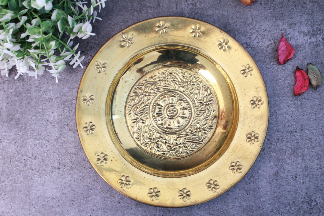 Handcrafted Brass Plate: Vintage Design (Size-7.5
