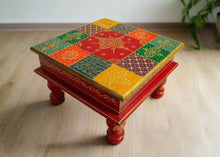 Load image into Gallery viewer, Handcrafted Wooden Painted Chowki 10x10 Inch - Style It by Hanika
