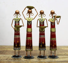 Load image into Gallery viewer, Iron Handcrafted Lady Farmer - Set of 4 Pieces, Multicolored (Max Height - 14 Inches) - Style It by Hanika
