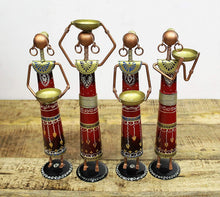 Load image into Gallery viewer, Iron Handcrafted Lady Farmer - Set of 4 Pieces, Multicolored (Max Height - 14 Inches) - Style It by Hanika
