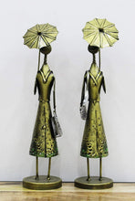 Load image into Gallery viewer, Iron Handcrafted Umbrella Lady - Home &amp; Office Decor Set of 2 Pieces Size 10.2 x 10.2 x 44.5 cm - Style It by Hanika
