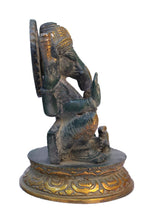 Load image into Gallery viewer, Lord Brass Ganesh ji with Mushak Statue God Idol Size 10.5 x 10.5 x 14.5 cm - Style It by Hanika
