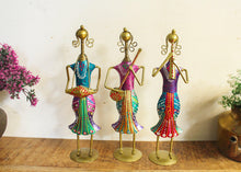 Load image into Gallery viewer, Metal Handcrafted Lady Musician Figurine Set of 3 - Style It by Hanika
