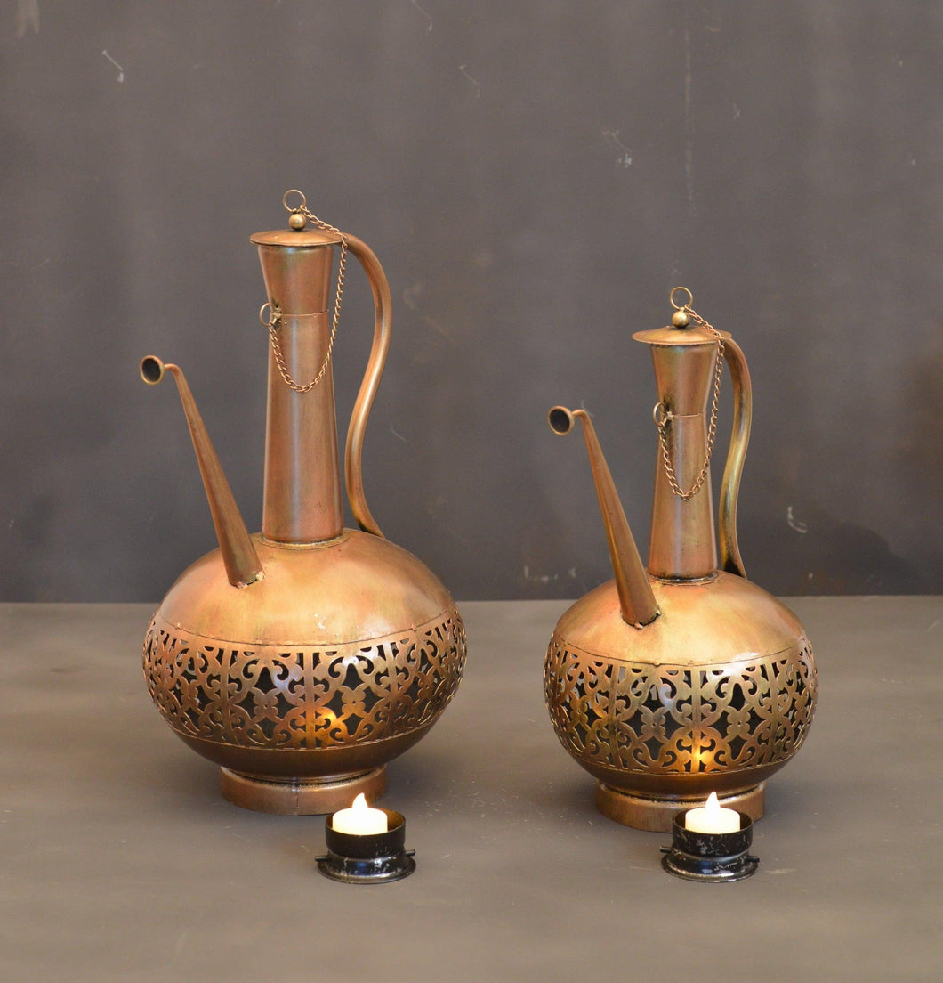 Metal Surahi Tea Light Holder Set of 2 - Style It by Hanika