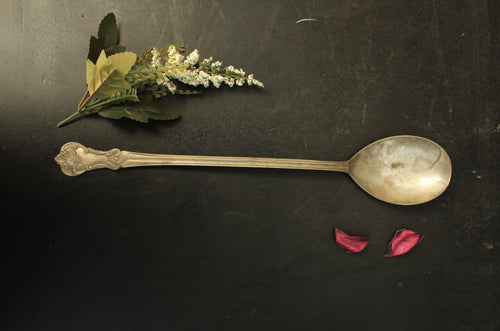 Silver Plated Brass Carved Serving Spoon - Style It by Hanika