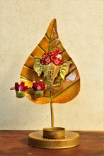 Load image into Gallery viewer, Spiritual Metal Art Ganesh Leaf Tea Light Holder - Style It by Hanika
