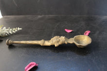 Load image into Gallery viewer, Vintage Brass Carved Temple Spoon: Ideal Pooja Spoon(Size-9.5&quot;) - Style It by Hanika
