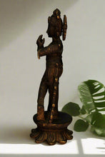 Load image into Gallery viewer, Vintage Brass Murti God Of Love Krishna On Flower Size 7 x 7 x 19 cm - Style It by Hanika

