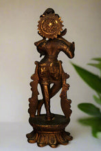 Load image into Gallery viewer, Vintage Brass Murti God Of Love Krishna On Flower Size 7 x 7 x 19 cm - Style It by Hanika
