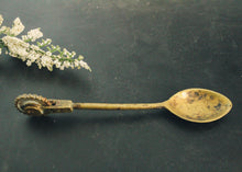 Load image into Gallery viewer, Vintage Brass Tea Spoon with Cutter (Length - 5.5 Inches) - Style It by Hanika
