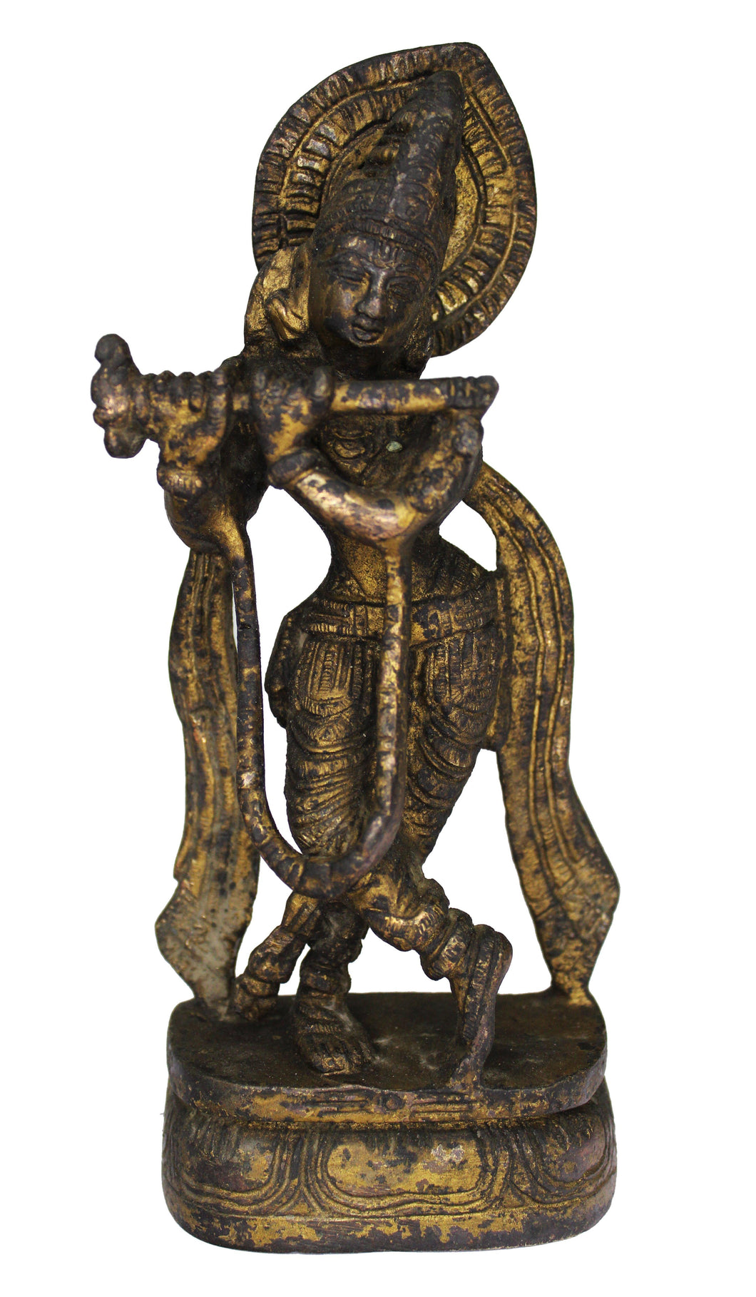 Vintage Gulley Brass Murti Lord Krishna Idol God of Love Size 8.5 x 5.5 x 19.5 cm - Style It by Hanika