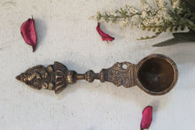 Load image into Gallery viewer, Vintage Pooja Spoon: Ganesha Finial Handcrafted with Brass (Size-7&quot;) - Style It by Hanika
