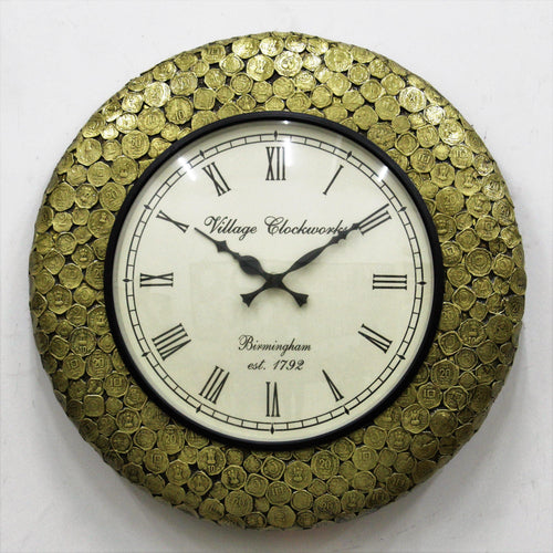 Wooden Clock with Coin Designed Frame - Style It by Hanika