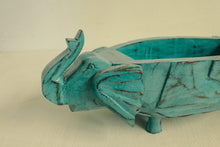 Load image into Gallery viewer, Wooden Distressed Boat Shaped Tray with Elephant Face - Style It by Hanika
