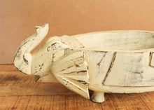 Load image into Gallery viewer, Wooden Distressed Boat Shaped Tray with Elephant Face - Style It by Hanika
