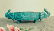 Load image into Gallery viewer, Wooden Distressed Boat Shaped Tray with Elephant Face - Style It by Hanika
