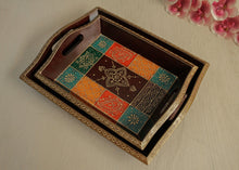 Load image into Gallery viewer, Wooden Painted Tray Set of 2 - Style It by Hanika

