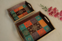 Load image into Gallery viewer, Wooden Painted Tray Set of 2 - Style It by Hanika
